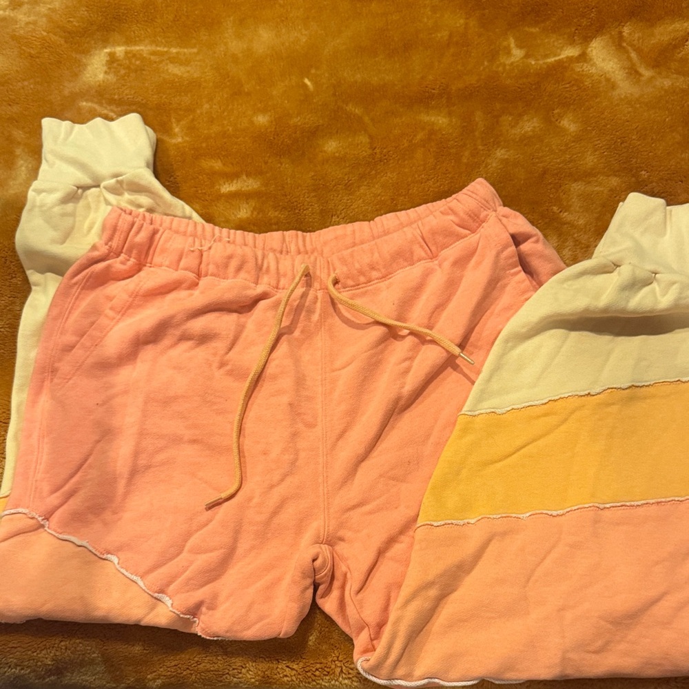 Free People Movement Orange Pull-On Lounge jogger with Colorblock Detail